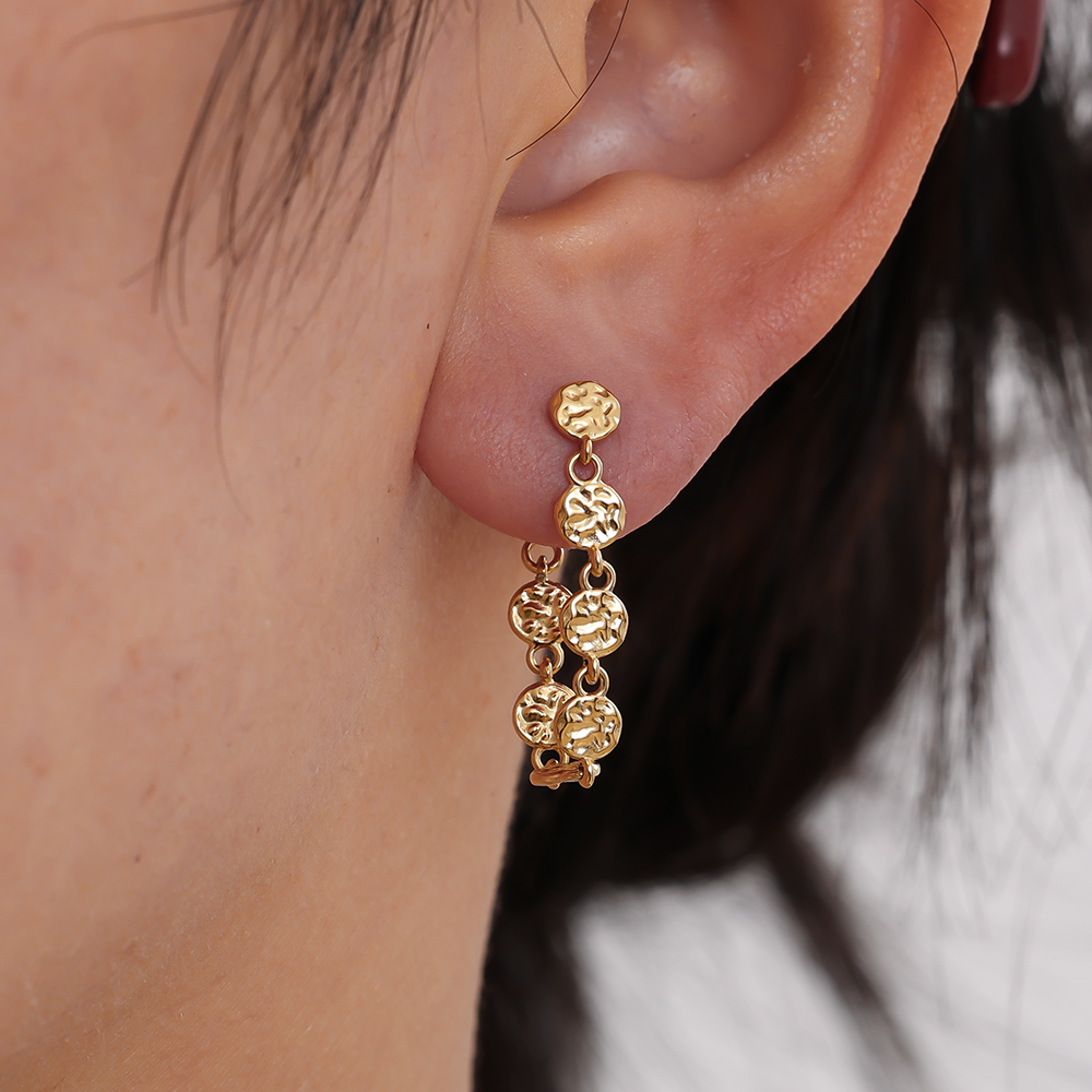 Stainless steel earrings 50mm irregular small disc