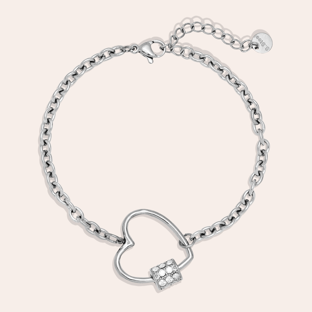 Stainless steel bracelet 16cm Heart And Diamond Deco