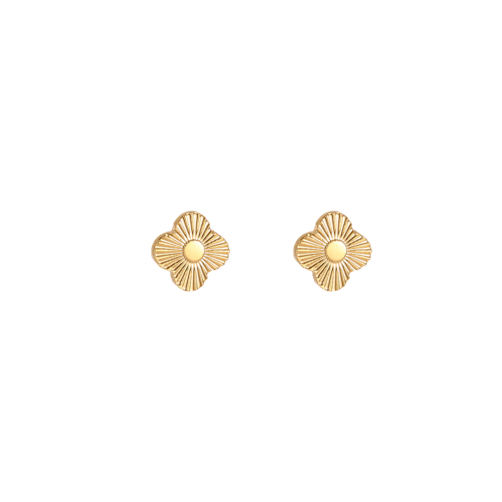 Stainless steel earrings, 5mm, four-leaf clover