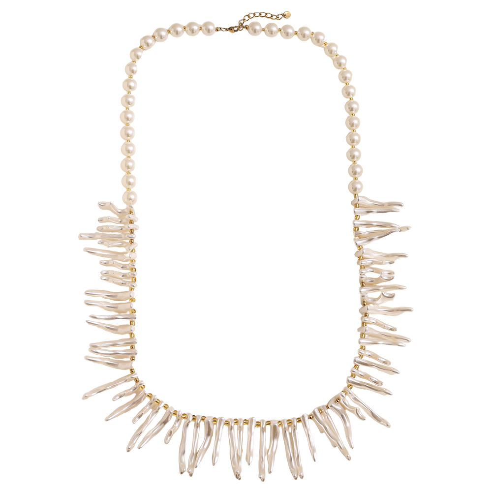 Stainless steel necklace 86cm acrylic herringbone shape