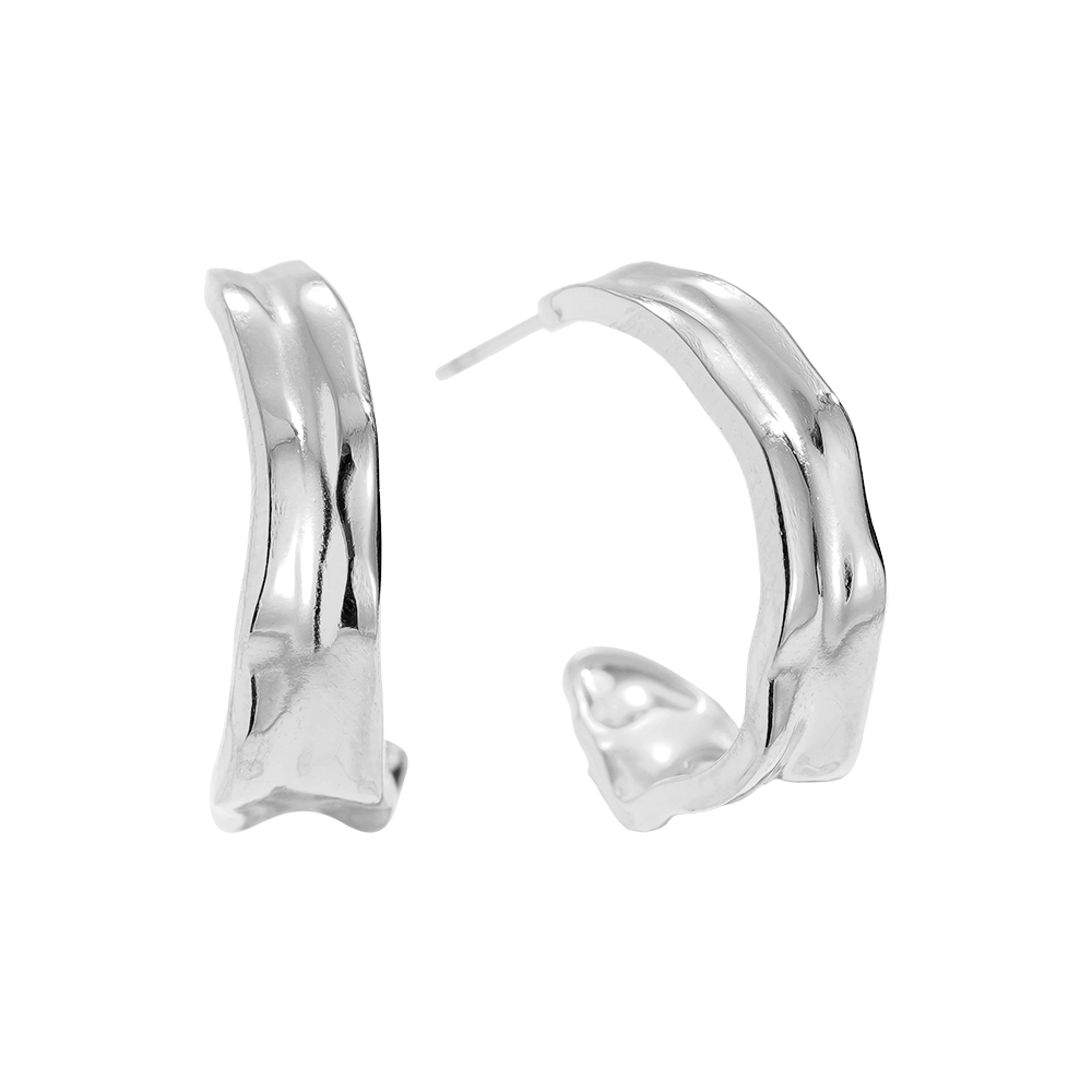 Stainless steel earrings 25mm textured
