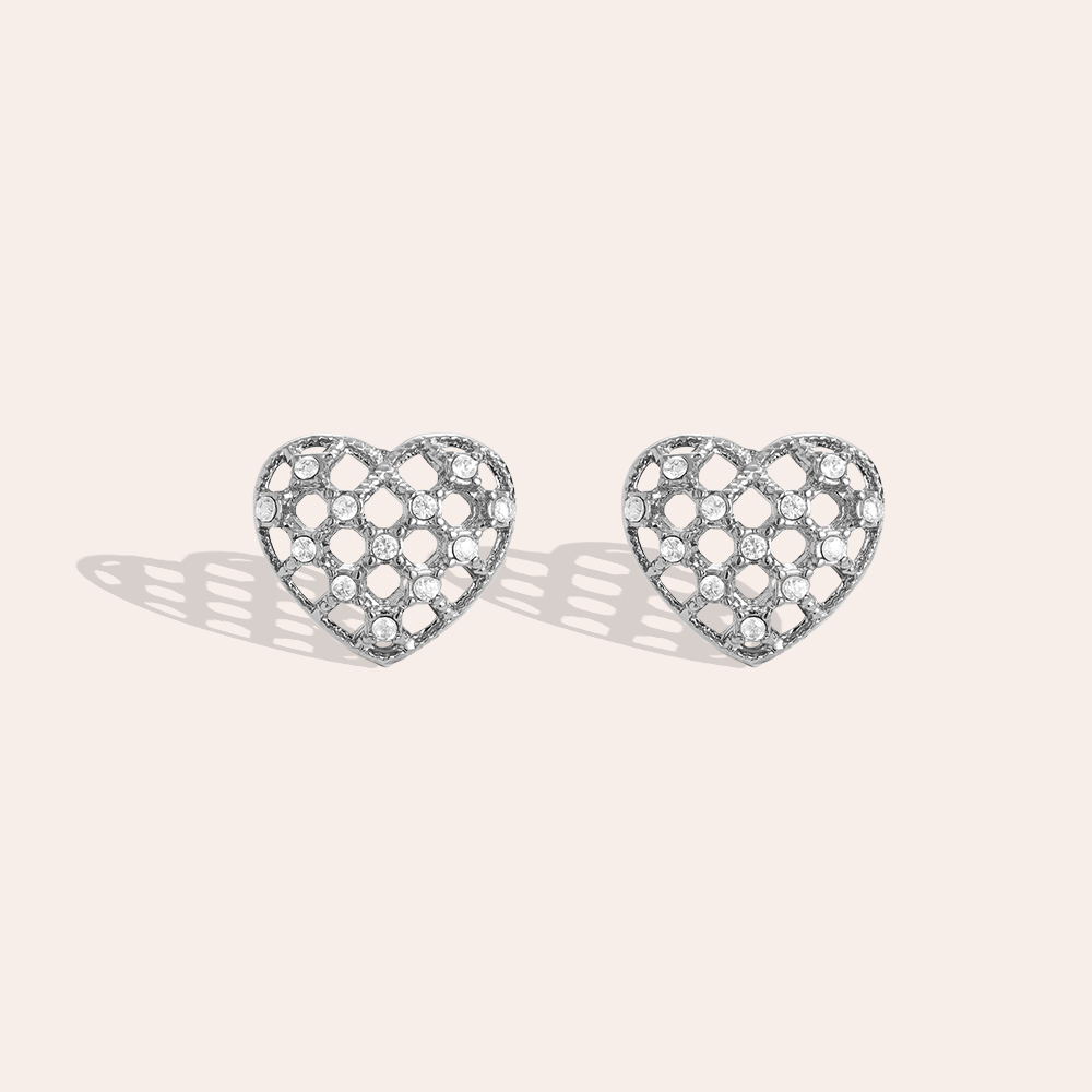 Stainless steel earrings 1.2cm Elegant Diamond Heart