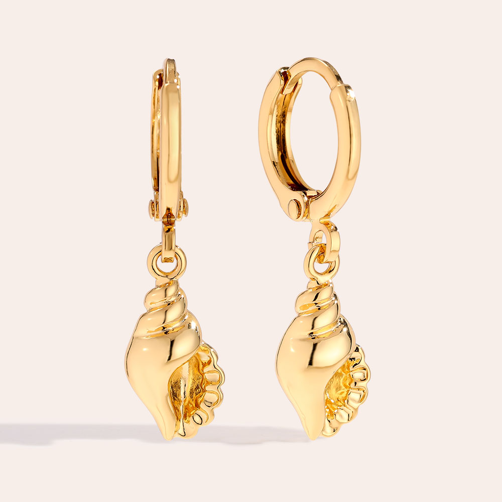 Gold-plated earrings 2.7cm Conch