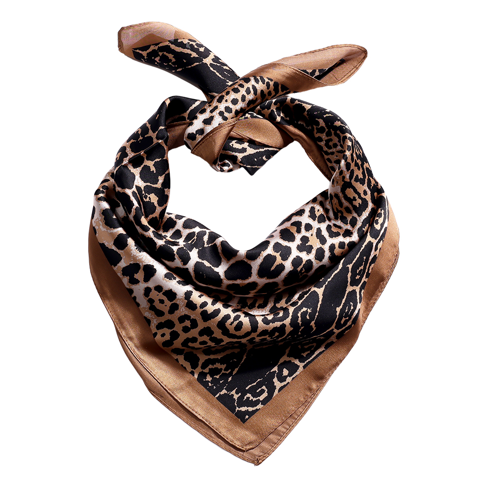 68*68cm Brown Leopard Print Scarf