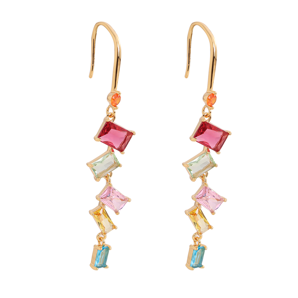 Gold-plated earrings 5.5cm many zirconia