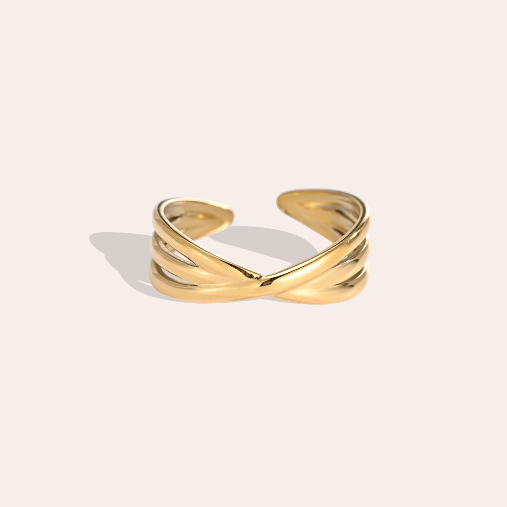 Stainless Steel Ring – Adjustable, Multi-row, Crossed