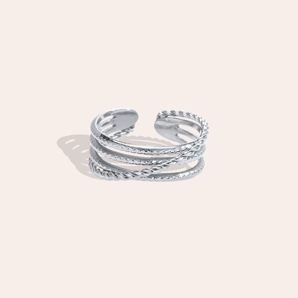 Stainless steel ring – Adjustable, three-row, delicate ring