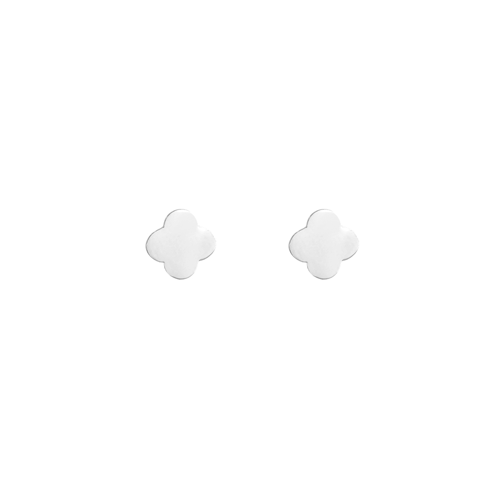 Stainless steel earrings, 7mm, delicate shamrock design