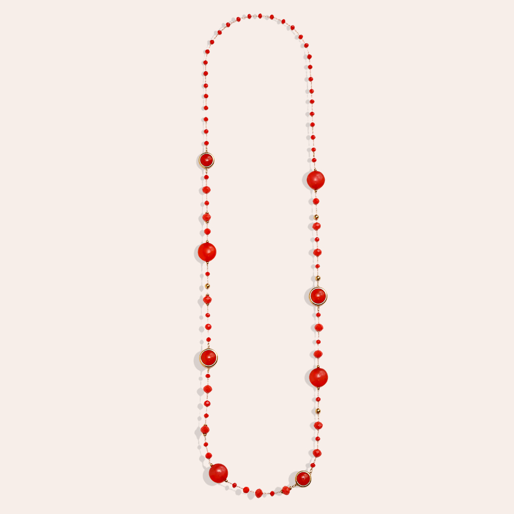 Stainless steel necklace 96cm resin crystals