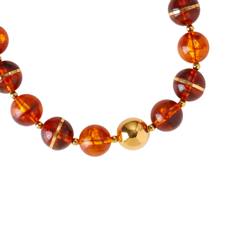 Stainless steel necklace 48cm round acrylic bead necklace