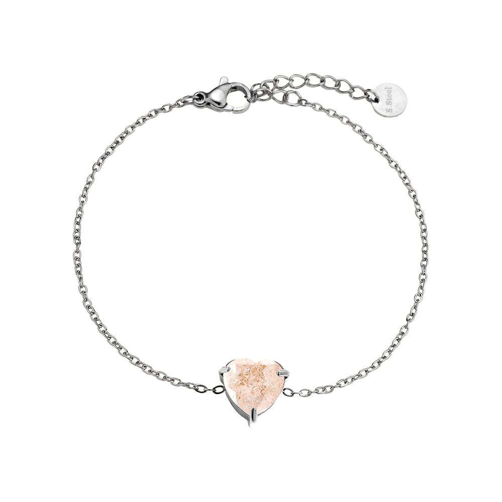 Stainless steel bracelet 16cm Multi Colour Diamond Heart