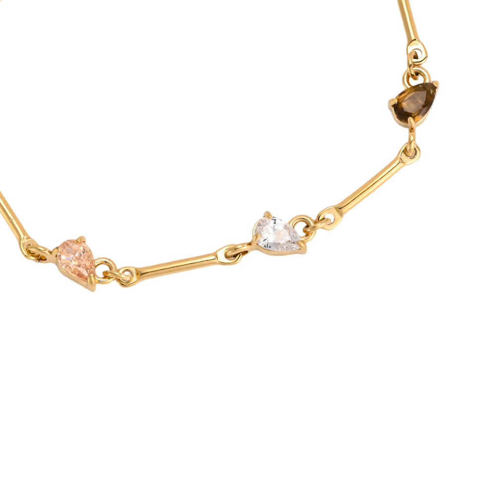 Stainless steel bracelet, 17 cm, with a few drops of cubic zirconia