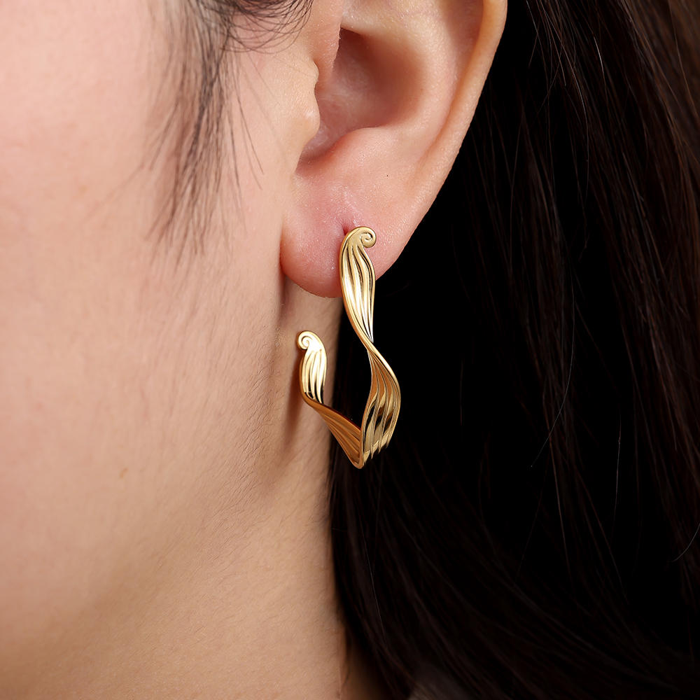 Stainless steel earrings 3.3cm Irregularhoop