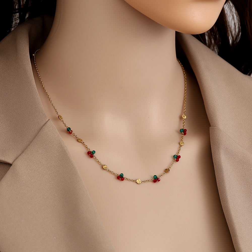 Stainless steel necklace 40cm Mini Cherry And Plate