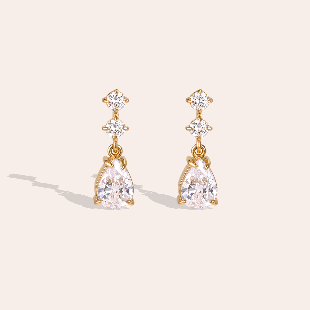 Stainless steel earrings, 22mm, with sparkling cubic zirconia  