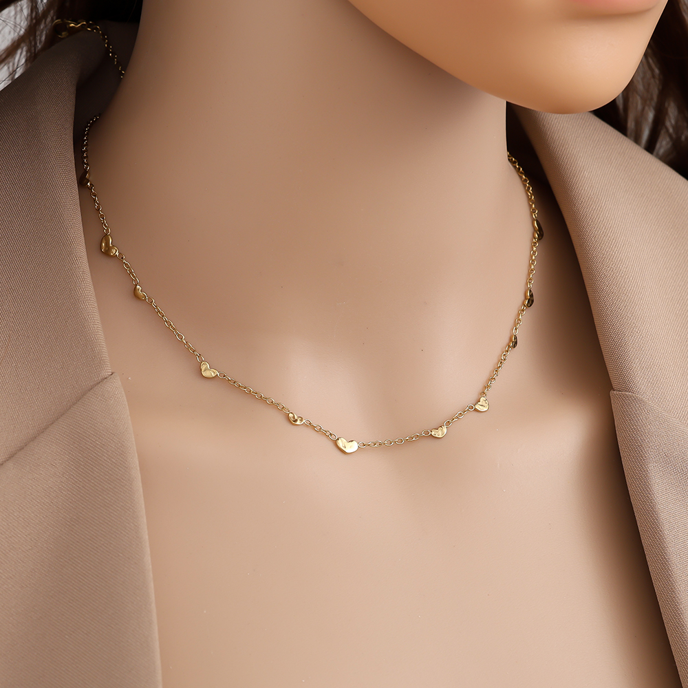 Stainless steel necklace 39cm Mini Hearts Chain