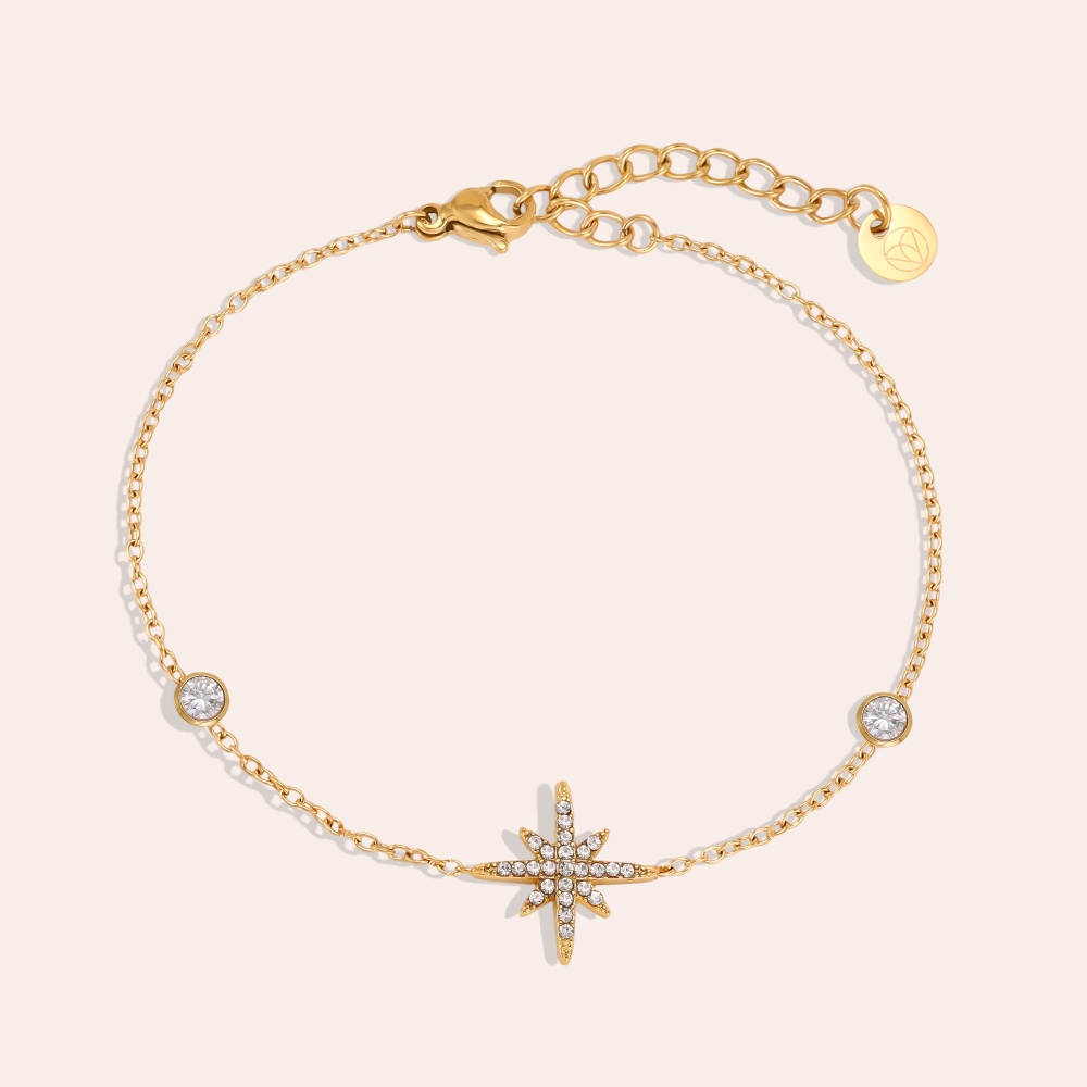 Stainless steel bracelet, 17cm, Big Dipper design with cubic zirconia