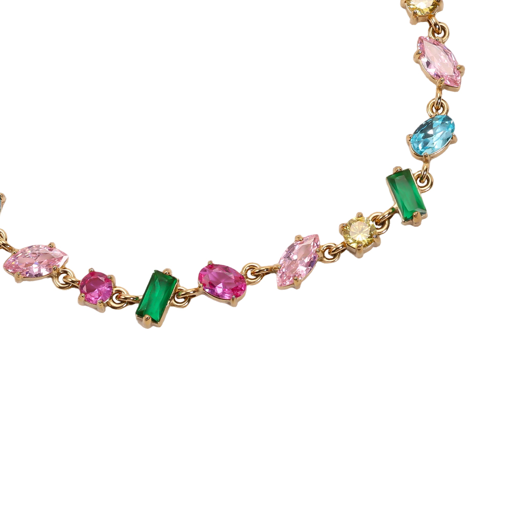 Stainless steel bracelet, 17cm, in various shapes with sparkling cubic zirconia     