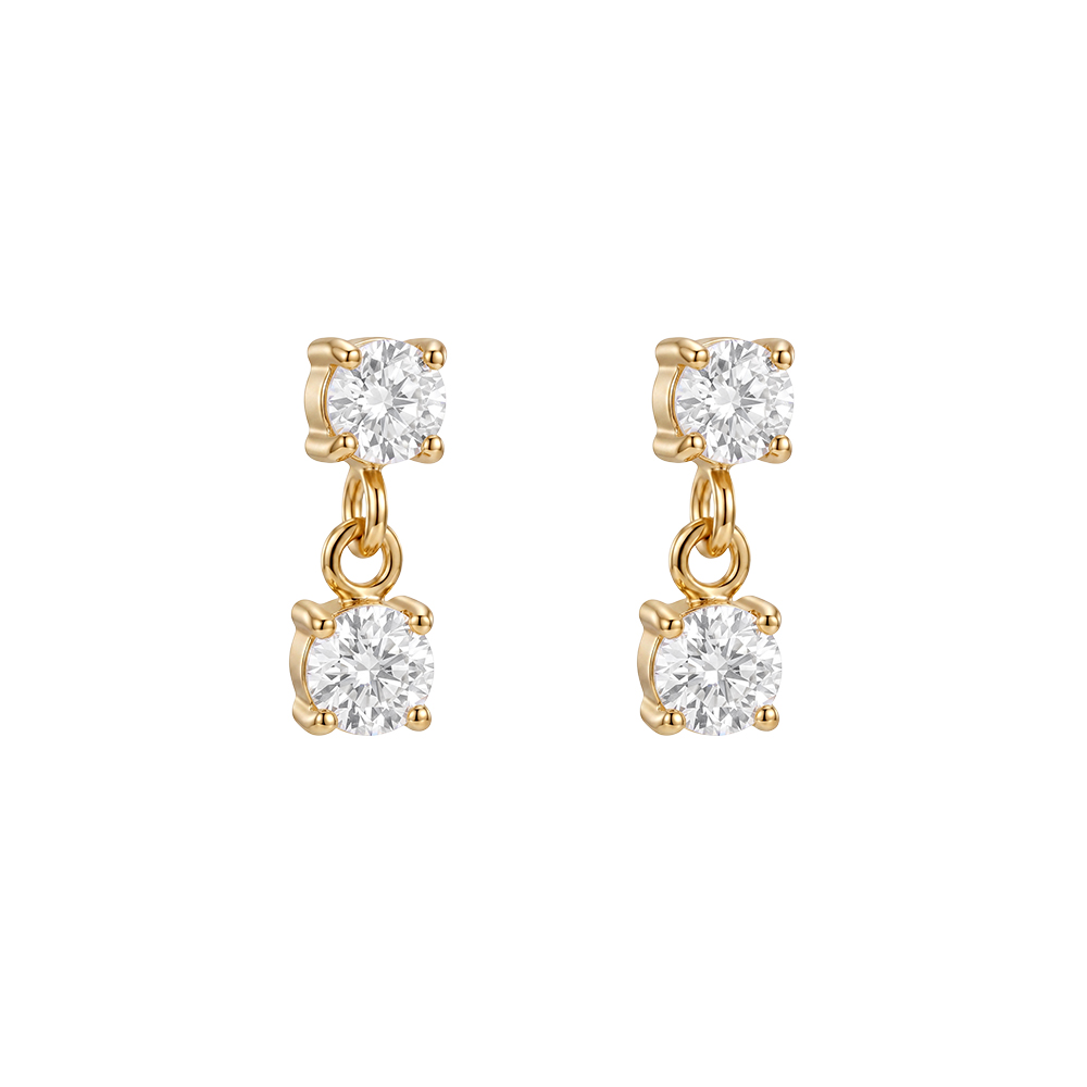 Stainless steel earrings 10mm two small zirconia