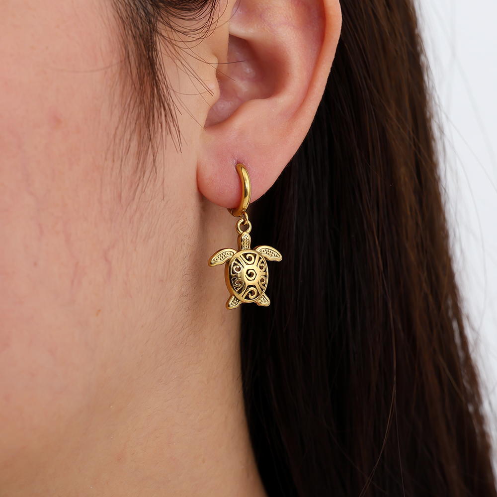 Stainless steel earrings 3.2cm Nice Turtle