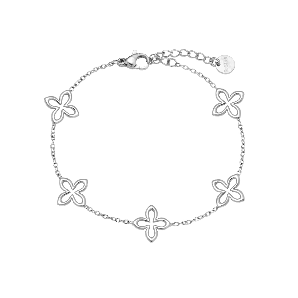 Stainless steel bracelet 17cm Classic Lucky Flower