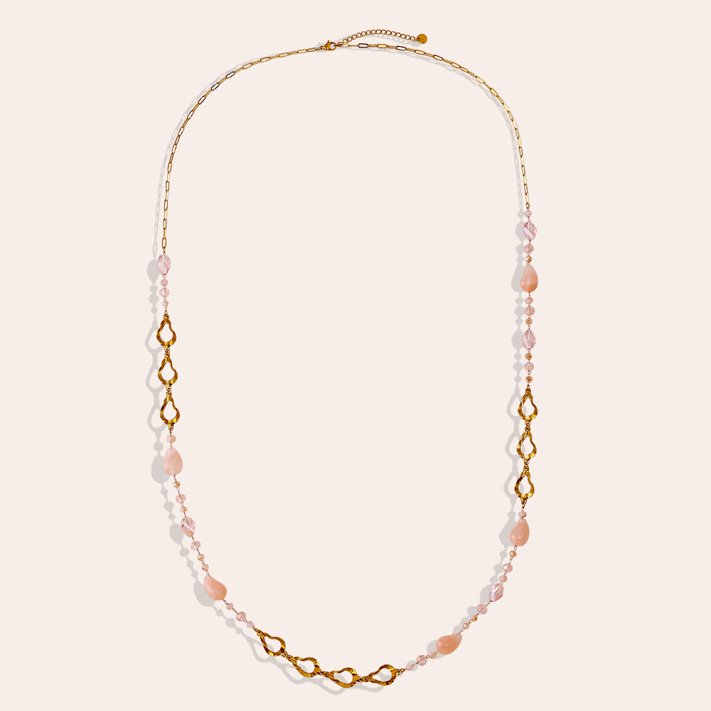 Stainless steel necklace 97cm resin drop and gold drop