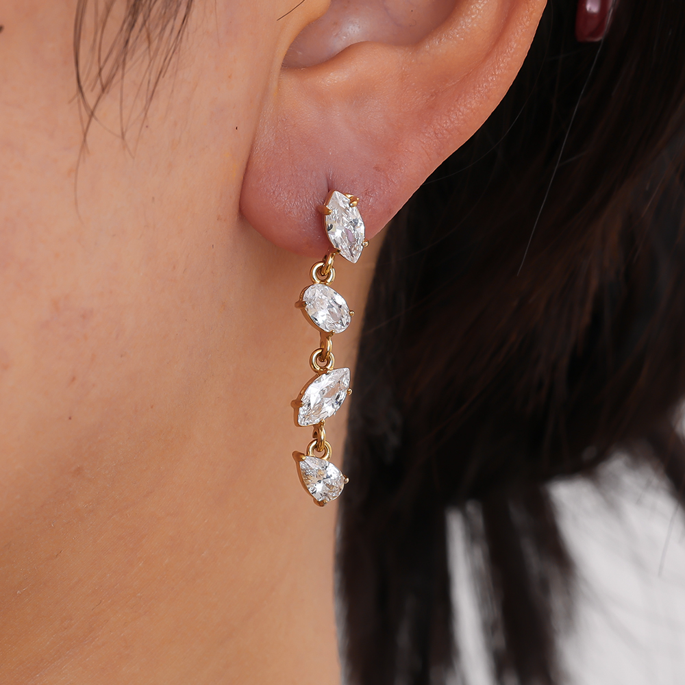 Stainless steel earrings 35mm minimalist pointed ovals
