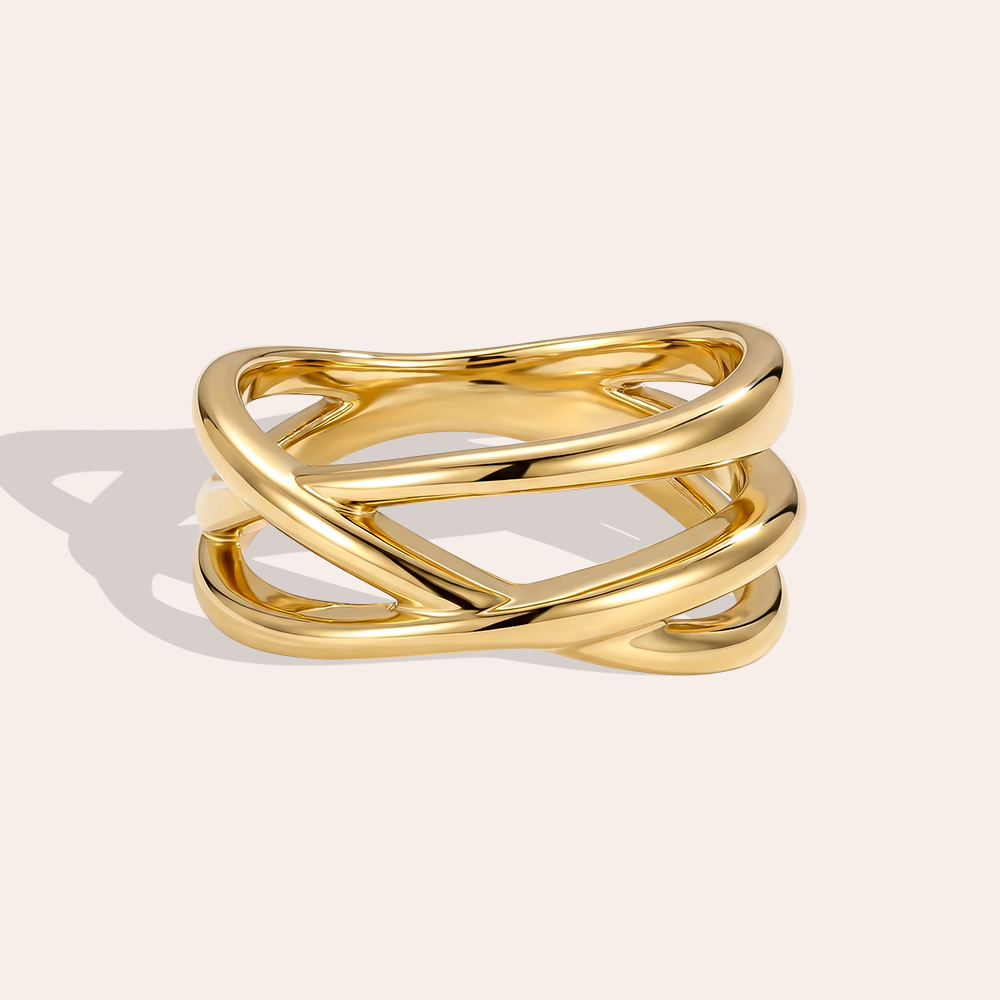 Stainless steel ring single crossed