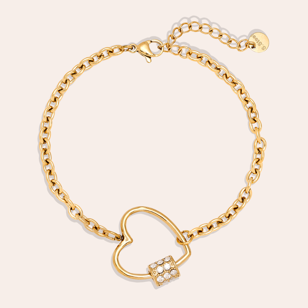 Stainless steel bracelet 16cm Heart And Diamond Deco