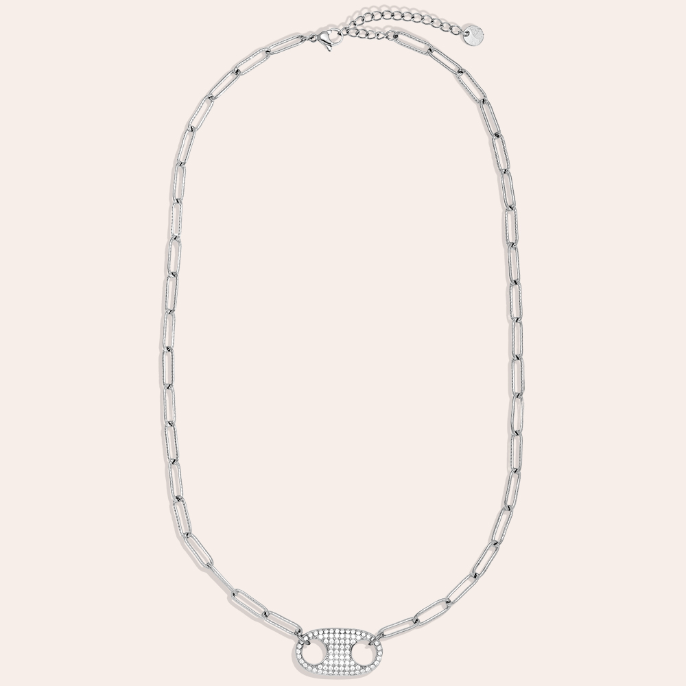 Stainless steel necklace 44cm Diamond Pig Nose With Charms