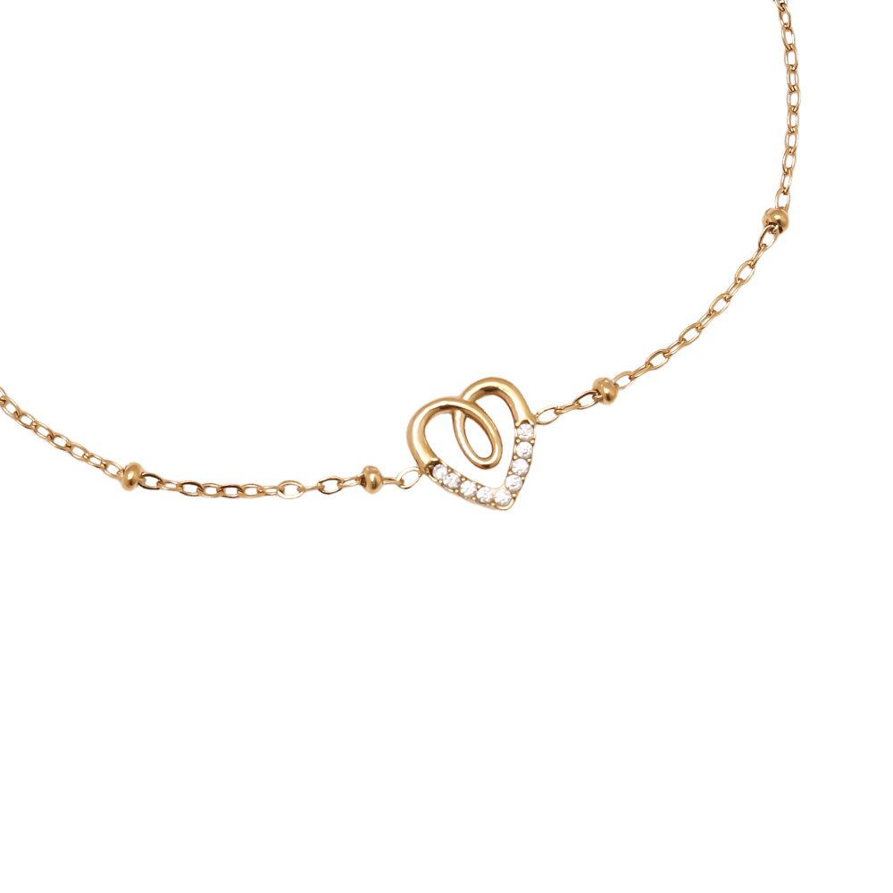 Stainless steel bracelet 17cm Sweet Diamond Heart