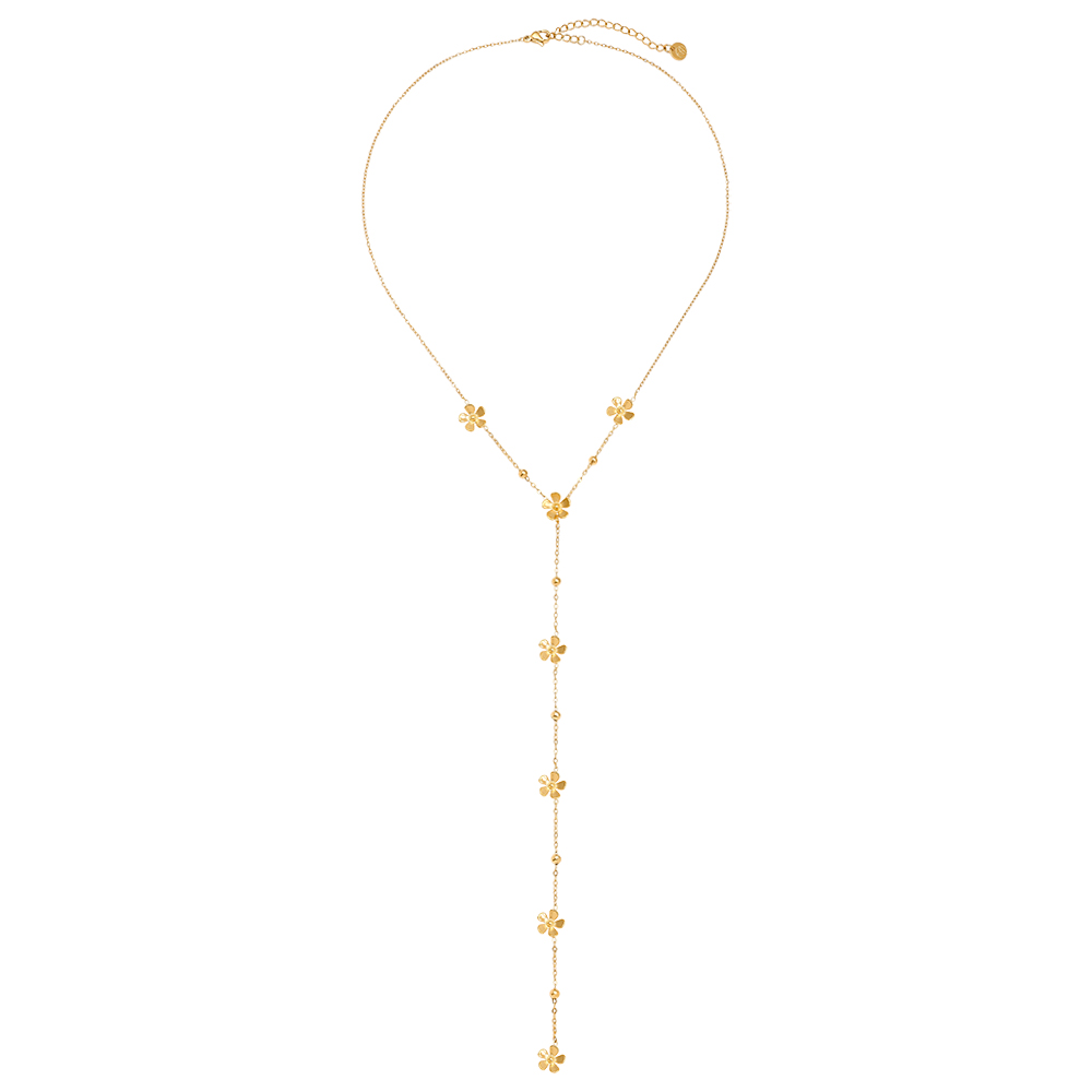 Stainless steel necklace 41cm Y-chain with flowers