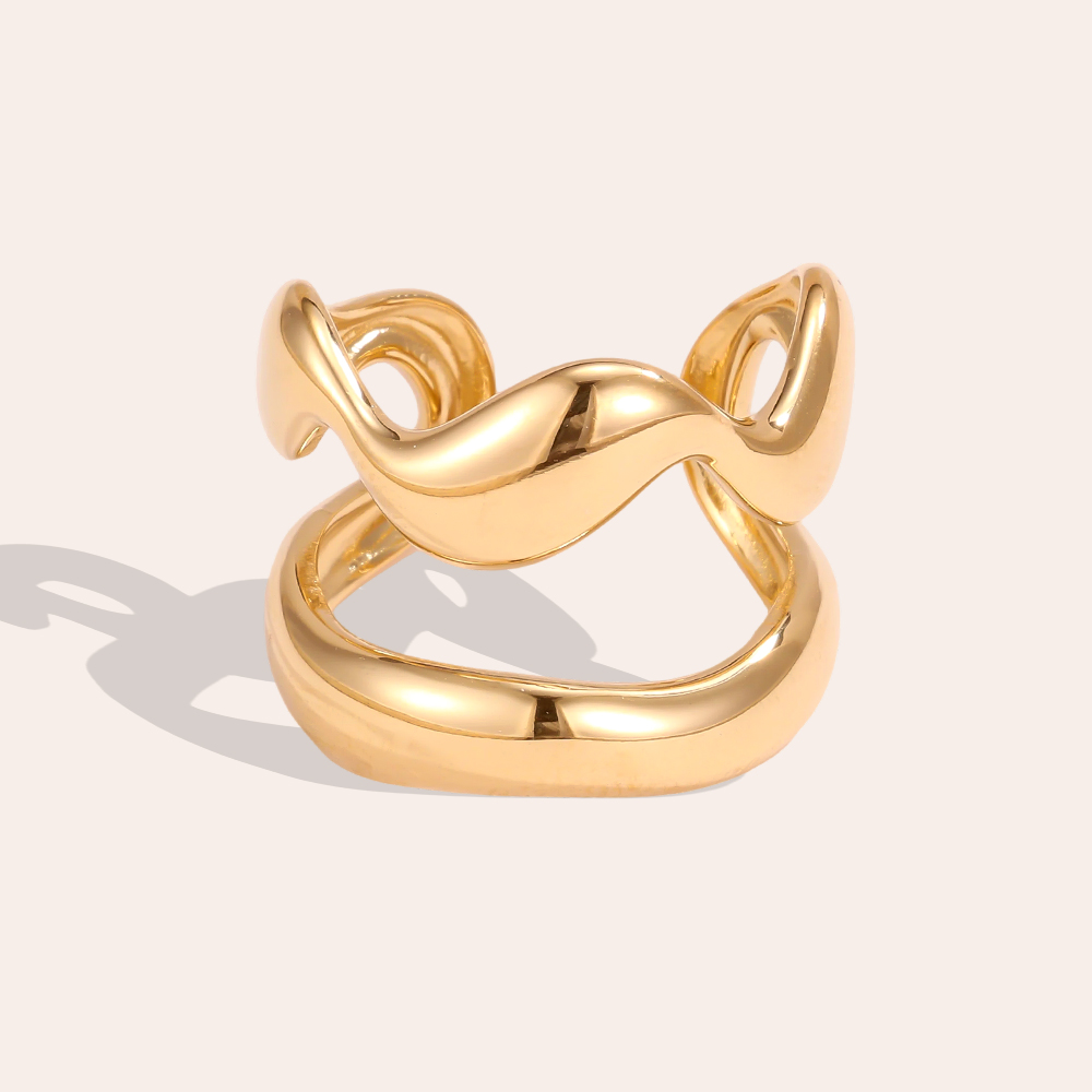 Stainless steel ring, adjustable, double-row