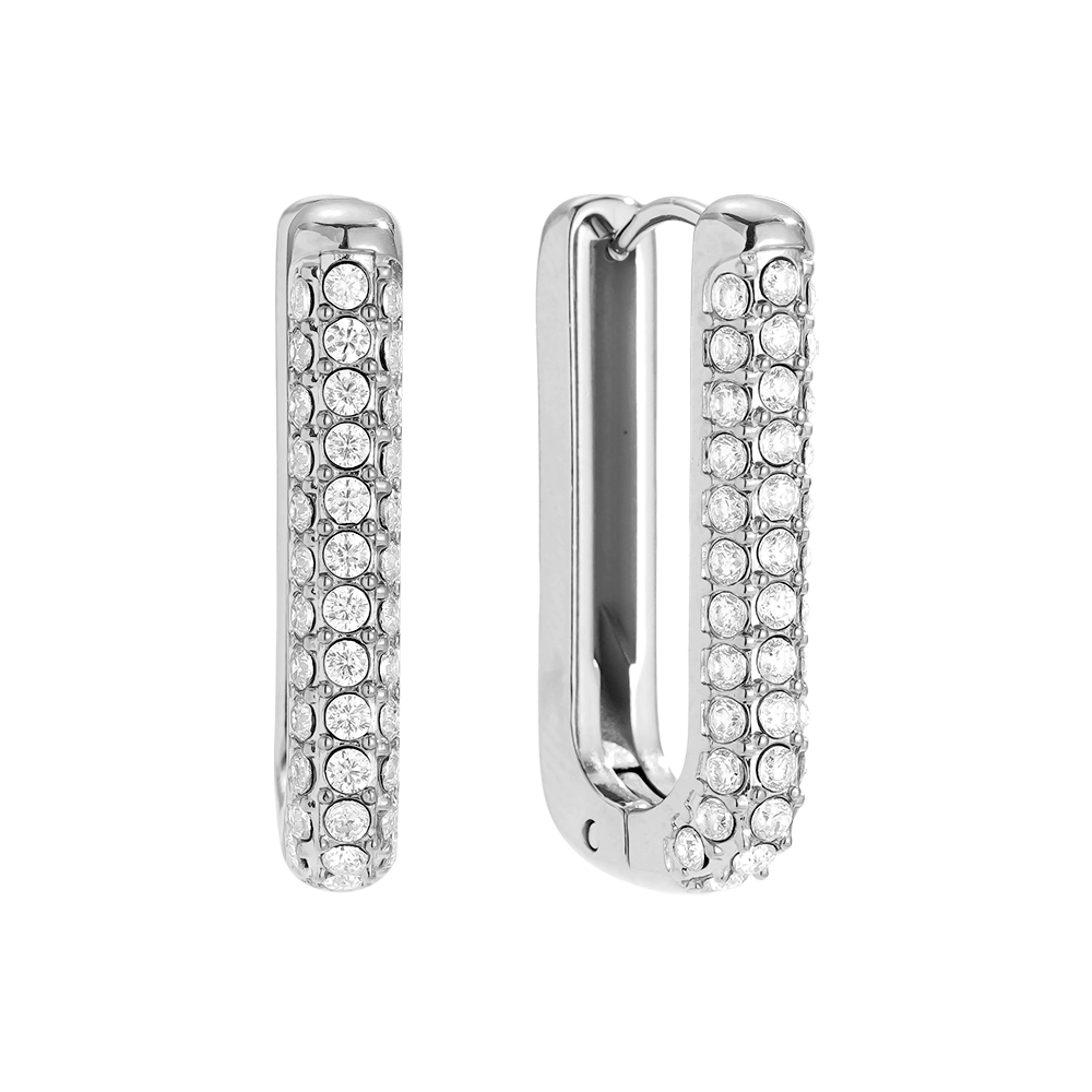Stainless steel earrings 13*24mm Diamond Oval Hoop