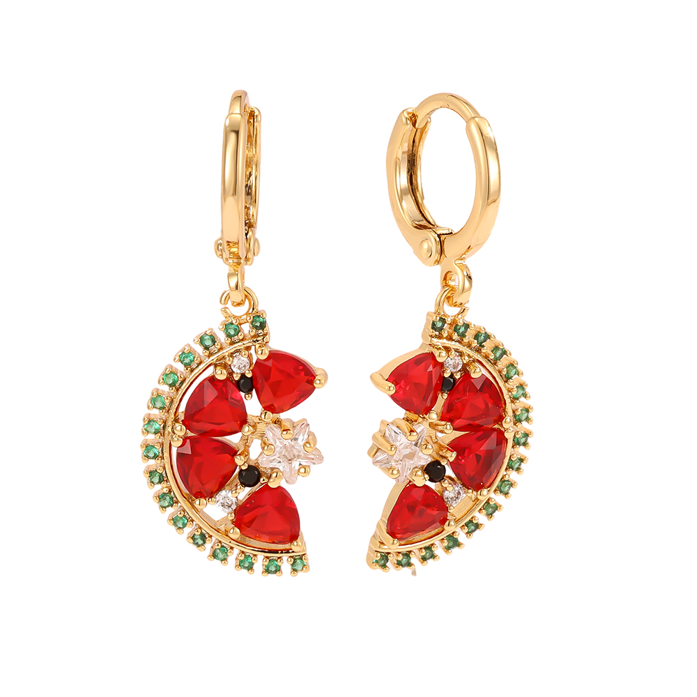 Gold-plated earrings 22mm zirconia watermelon