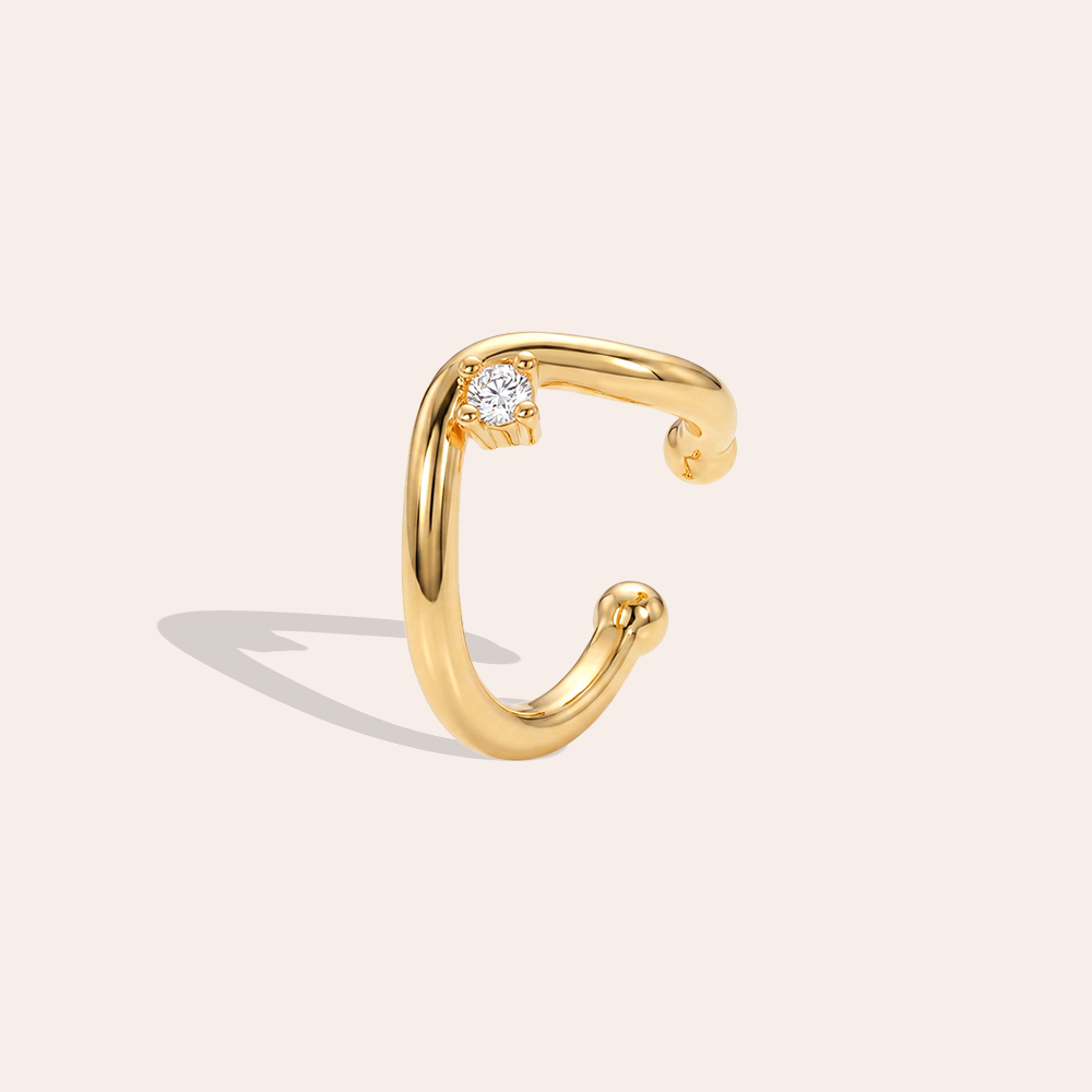 Gold-plated ear cuffs 15mm Small drop zirconia