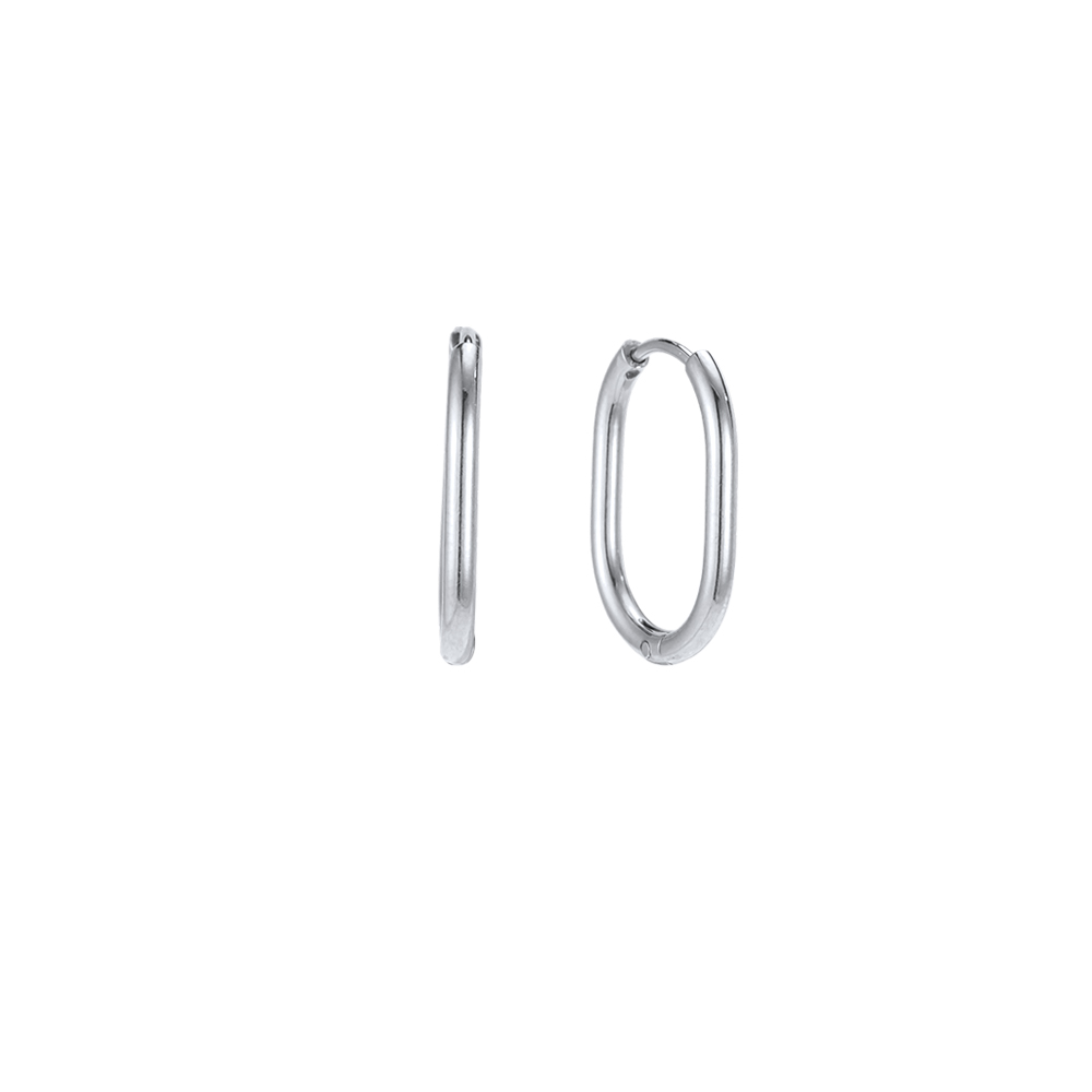Stainless steel earrings, 20mm, delicately finished, oval hoop earrings         