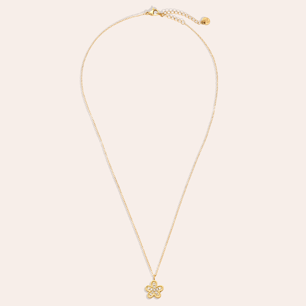 Stainless steel necklace 40cm Sweet Diamond Flower
