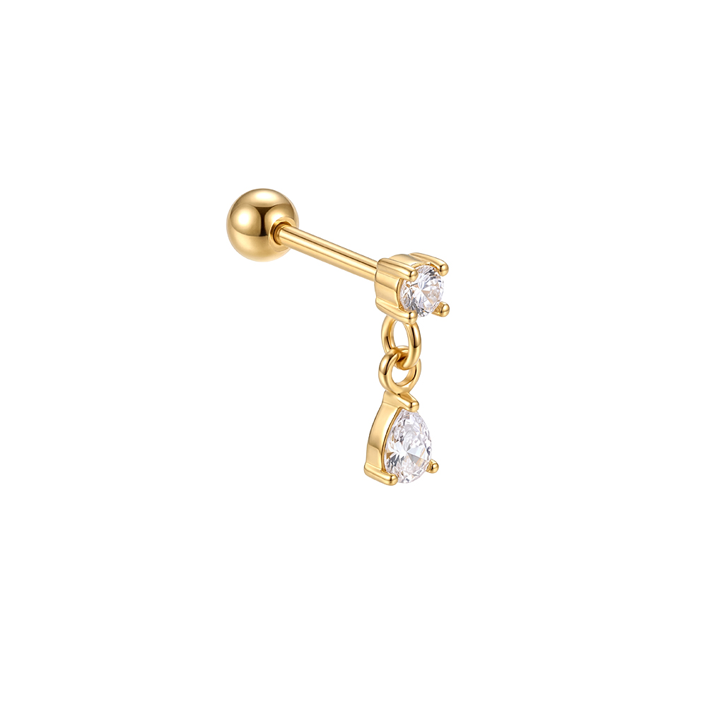Stainless steel piercing, 9mm mini zirconia teardrop