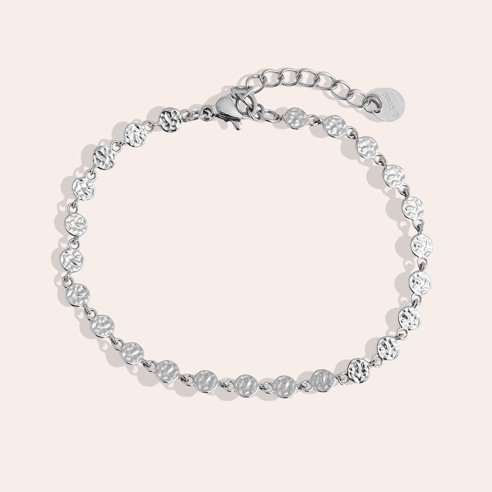 Stainless steel bracelet 17cm irregular small disc
