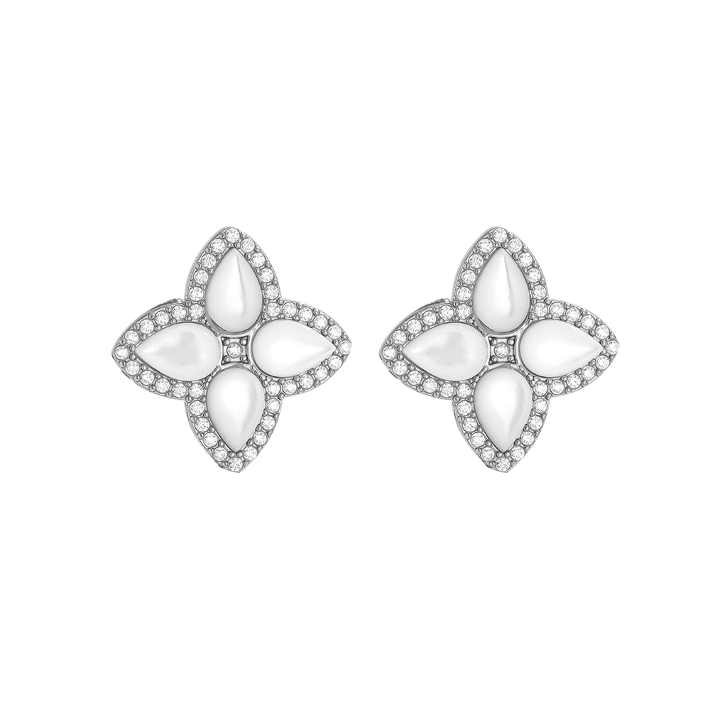 Stainless steel earrings 15mm Nice Diamond Luckly Flower